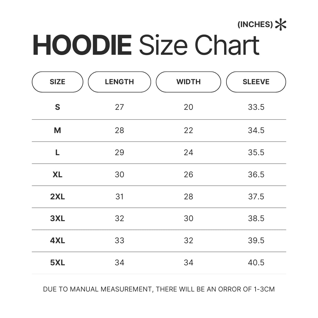 Hoodie Size Chart - My Dress-Up Darling Shop