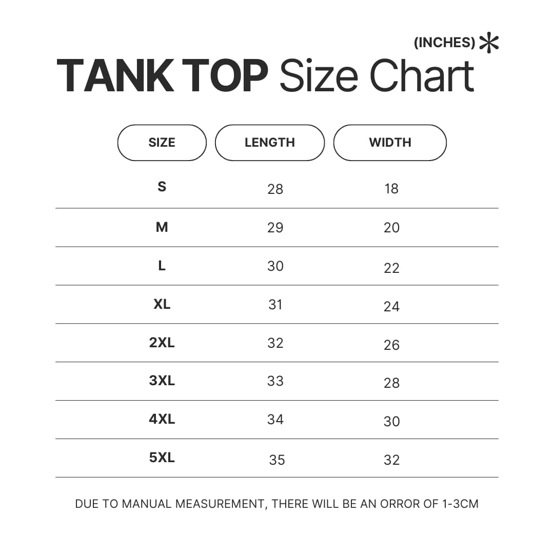 Tank Top Size Chart - My Dress-Up Darling Shop