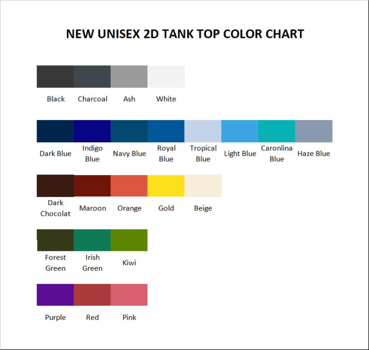 tank top color chart - My Dress-Up Darling Shop