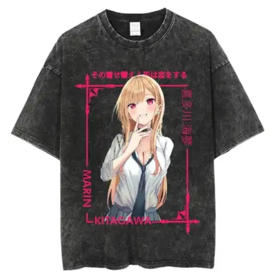 Anime My Dress Up Darling Kitagawa Marin Vintage Washed T-shirts