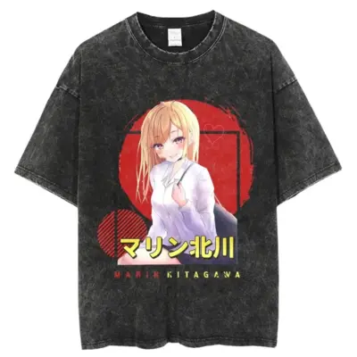 Hot Anime My Dress Up Darling Kitagawa Marin Washed T-shirts