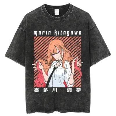 Anime My Dress Up Darling Kitagawa Marin Washed T-shirts